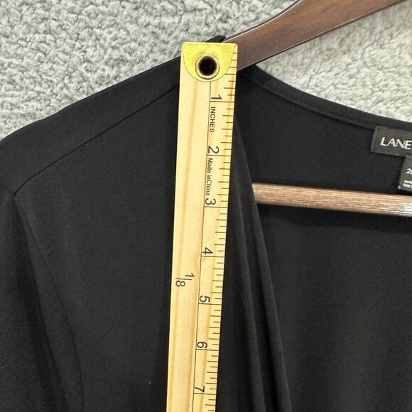 Lane Bryant Top Women 26 Black Half Sleeve‎ Tie Back Babydoll Stretch Minimalist - Picture 4 of 8